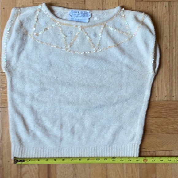 80s does 50s Angora Sleeveless Sweater Sequins - Picture 10 of 10